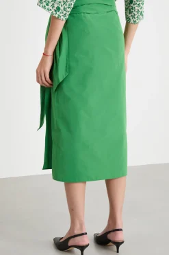 Gonna portafoglio in taffetà - Verde