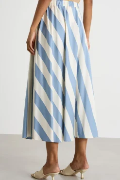 Gonna stampata a pieghe - Azzurro Bianco
