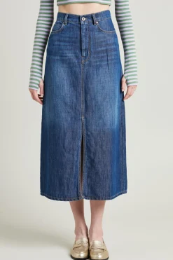Gonna svasata in denim - Blu Denim