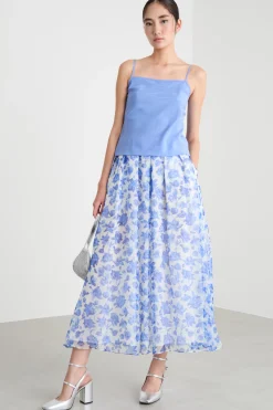 Gonna svasata in organza - Azzurro Bianco