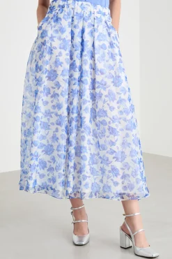 Gonna svasata in organza - Azzurro Bianco