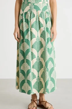 Gonna svasata in popeline - Verde Beige