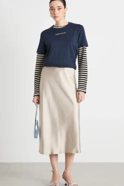 Gonna svasata in raso - Beige