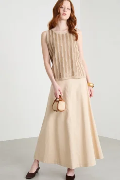 Gonna svasata in twill - Beige
