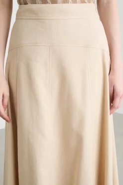 Gonna svasata in twill - Beige