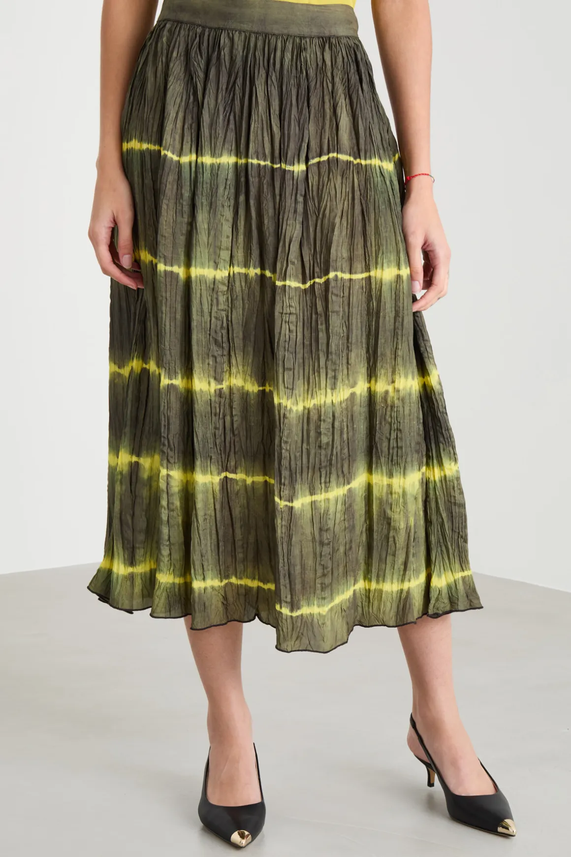Gonna tie-dye svasata - Verde Giallo