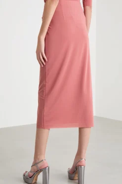 Gonna tubino con drappeggio - Rosa