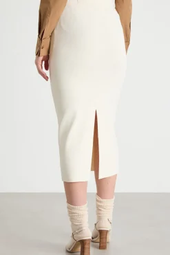 Gonna tubino con spacco - Bianco