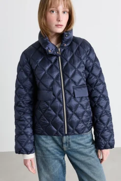 Imbottito trapuntato con zip - Blu