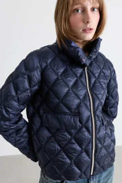 Imbottito trapuntato con zip - Blu