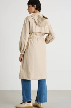 Impermeabile con cappuccio e coulisse - Beige