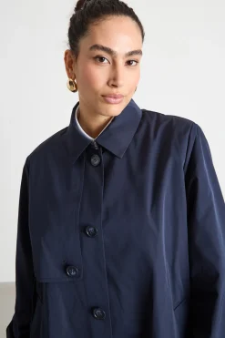 Impermeabile corto con coulisse - Blu