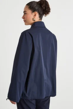 Impermeabile corto con coulisse - Blu