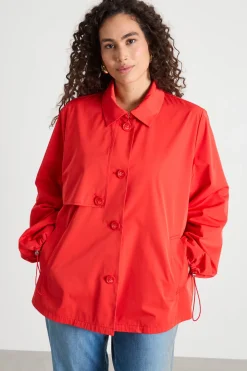 Impermeabile corto con coulisse - Rosso