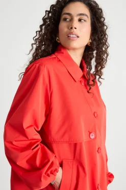 Impermeabile corto con coulisse - Rosso