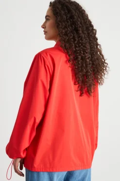 Impermeabile corto con coulisse - Rosso