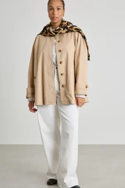 Impermeabile corto in gabardina - Cammello