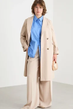 Impermeabile in twill antigoccia con maniche rimovibili - Beige
