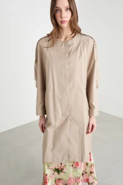 Impermeabile midi in cotone antigoccia - Cammello