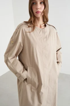 Impermeabile midi in cotone antigoccia - Cammello