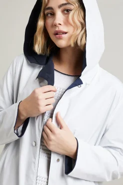 Impermeabile reversibile in tela - Blu Bianco