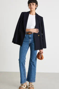 Jeans aderenti con sfondo svasato - Blu