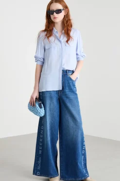 Jeans ampi con fantasia - Blu