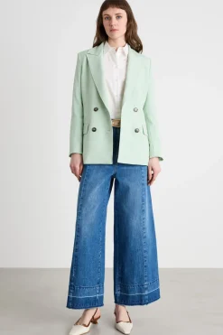 Jeans ampio con impunture - Blu