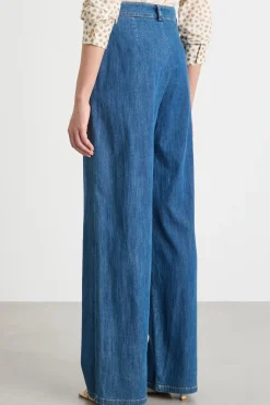 Jeans ampio con pinces - Blu