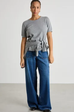 Jeans ampio con tasca cargo - Blu