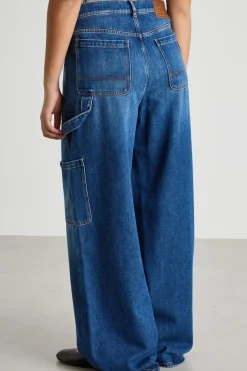 Jeans ampio con tasca cargo - Blu