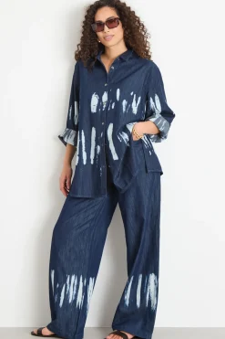 Jeans ampio tie-dye - Blu