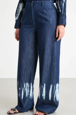 Jeans ampio tie-dye - Blu