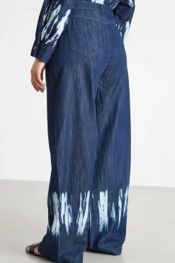 Jeans ampio tie-dye - Blu