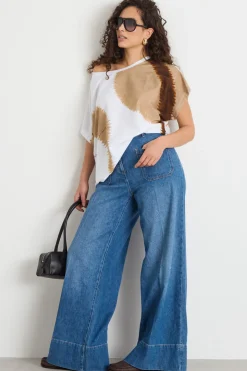 Jeans a palazzo con tasche applicate - Blu