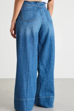 Jeans a palazzo con tasche applicate - Blu