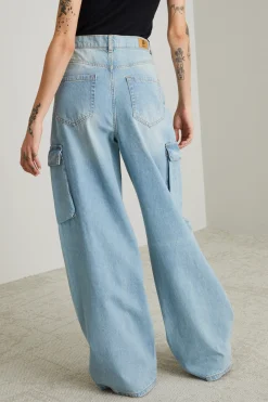 Jeans cargo in denim - Azzurro Denim