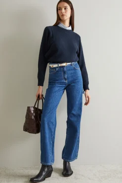 Jeans cargo in denim - Blu Denim