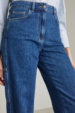 Jeans cargo in denim - Blu Denim
