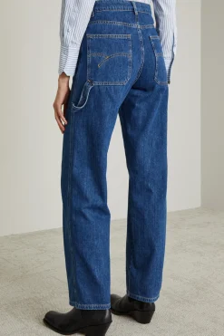 Jeans cargo in denim - Blu Denim