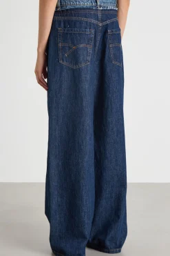 Jeans con cintura a contrasto - Blu