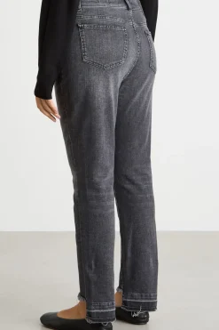 Jeans con fondo irregolare a taglio vivo - Nero
