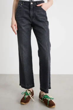Jeans con fondo sfrangiato - Nero