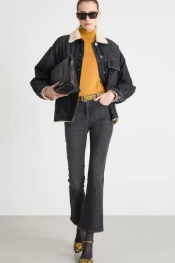 Jeans con fondo svasato - Nero