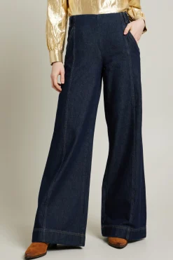 Jeans con impunture verticali - Blu Denim