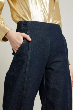 Jeans con impunture verticali - Blu Denim