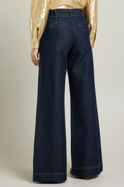 Jeans con impunture verticali - Blu Denim