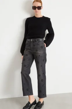 Jeans con paillettes - Nero