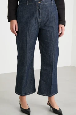 Jeans crop con fondo svasato - Blu