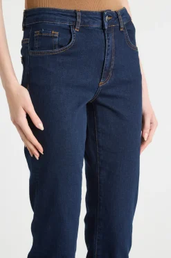 Jeans crop con risvolto - Blu